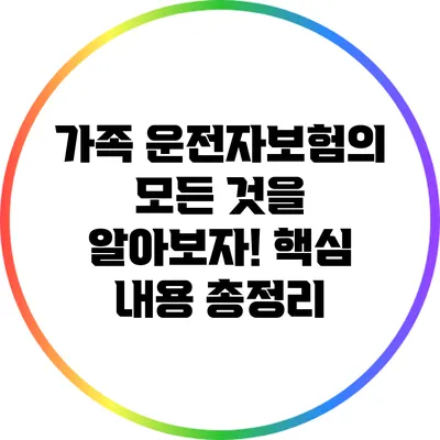 가족 운전자보험의 모든 것을 알아보자! 핵심 내용 총정리
