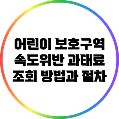 어린이 보호구역 속도위반 과태료 조회 방법과 절차