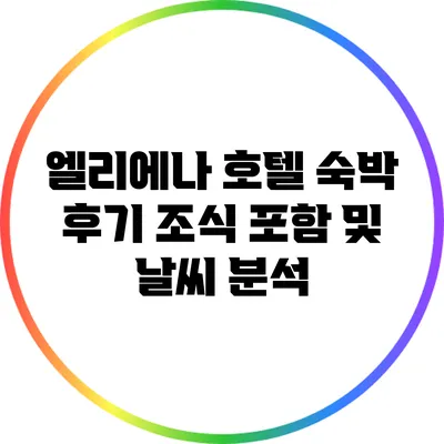 엘리에나 호텔 숙박 후기: 조식 포함 및 날씨 분석