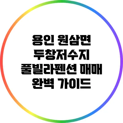 용인 원삼면 두창저수지 풀빌라펜션 매매 완벽 가이드