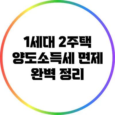 1세대 2주택 양도소득세 면제 완벽 정리
