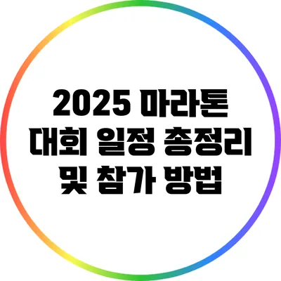 2025 마라톤 대회 일정 총정리 및 참가 방법