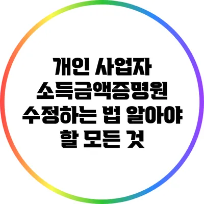 개인 사업자 소득금액증명원 수정하는 법: 알아야 할 모든 것