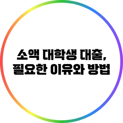 소액 대학생 대출, 필요한 이유와 방법