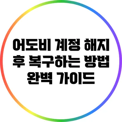 어도비 계정 해지 후 복구하는 방법 완벽 가이드