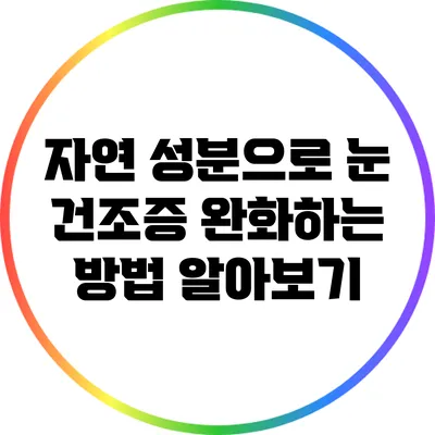 자연 성분으로 눈 건조증 완화하는 방법 알아보기
