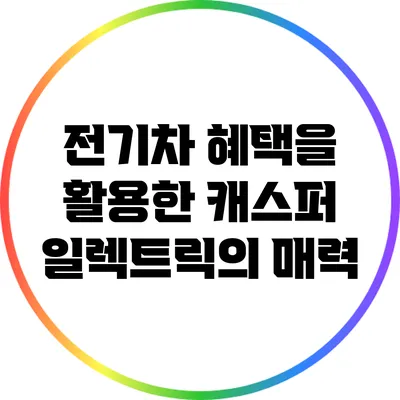 전기차 혜택을 활용한 캐스퍼 일렉트릭의 매력