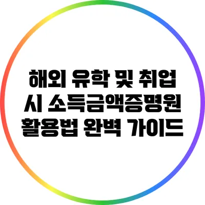 해외 유학 및 취업 시 소득금액증명원 활용법 완벽 가이드