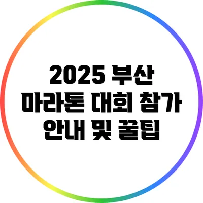 2025 부산 마라톤 대회 참가 안내 및 꿀팁