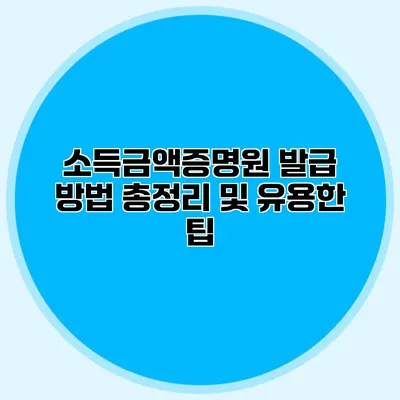 소득금액증명원 발급 방법 총정리 및 유용한 팁