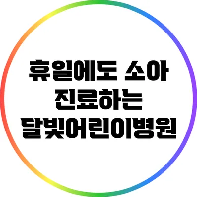 휴일에도 소아 진료하는 달빛어린이병원