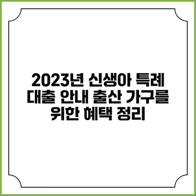 2023년 신생아 특례 대출 안내: 출산 가구를 위한 혜택 정리