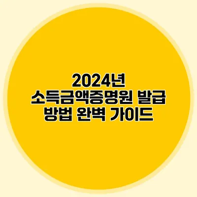 2024년 소득금액증명원 발급 방법 완벽 가이드