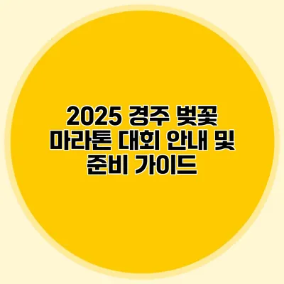 2025 경주 벚꽃 마라톤 대회 안내 및 준비 가이드