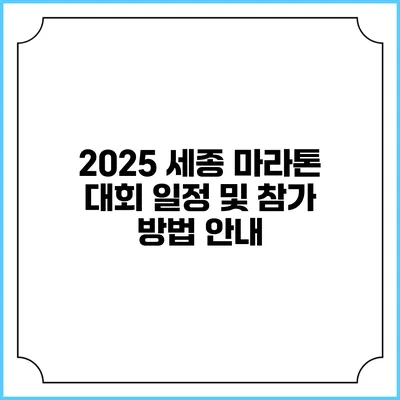 2025 세종 마라톤 대회 일정 및 참가 방법 안내
