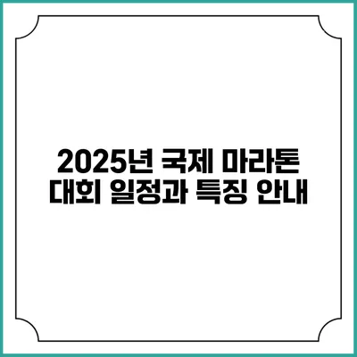 2025년 국제 마라톤 대회 일정과 특징 안내