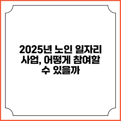 2025년 노인 일자리 사업, 어떻게 참여할 수 있을까?