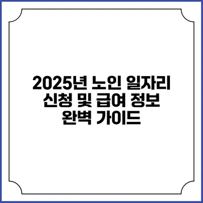 2025년 노인 일자리 신청 및 급여 정보 완벽 가이드