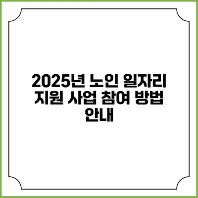 2025년 노인 일자리 지원 사업 참여 방법 안내