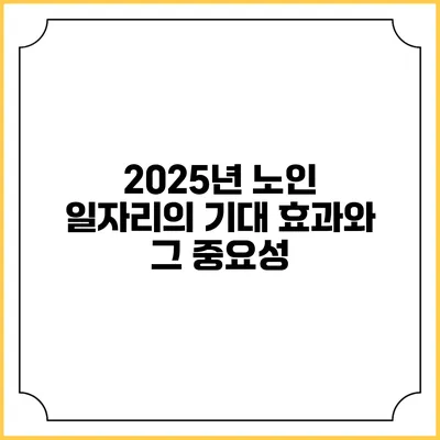 2025년 노인 일자리의 기대 효과와 그 중요성