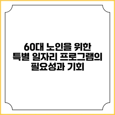 60대 노인을 위한 특별 일자리 프로그램의 필요성과 기회