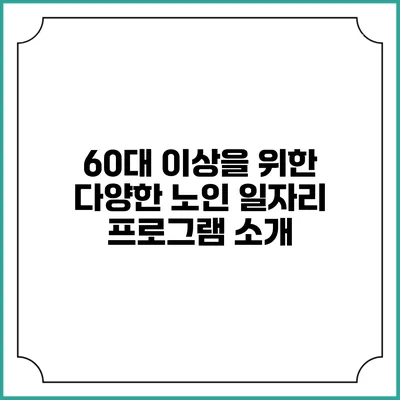 60대 이상을 위한 다양한 노인 일자리 프로그램 소개