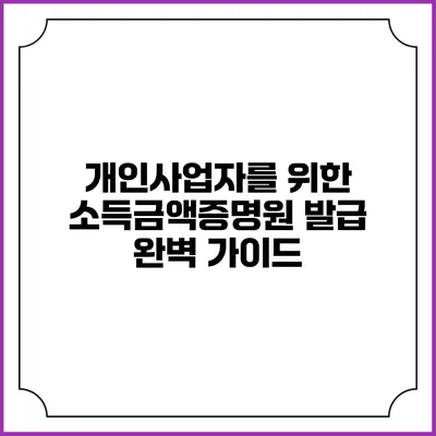 개인사업자를 위한 소득금액증명원 발급 완벽 가이드