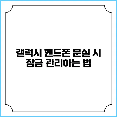 갤럭시 핸드폰 분실 시 잠금 관리하는 법