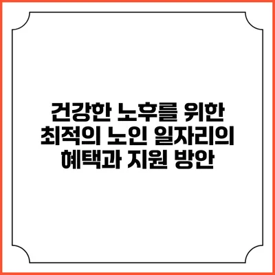 건강한 노후를 위한 최적의 노인 일자리의 혜택과 지원 방안