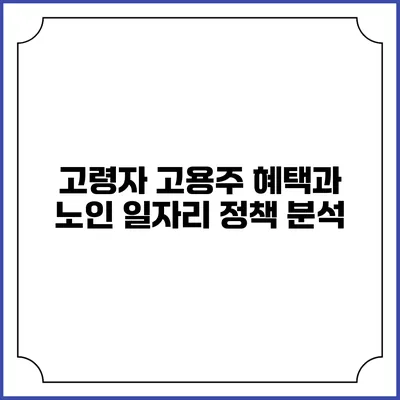 고령자 고용주 혜택과 노인 일자리 정책 분석