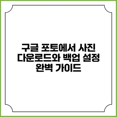 구글 포토에서 사진 다운로드와 백업 설정 완벽 가이드