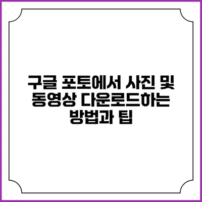 구글 포토에서 사진 및 동영상 다운로드하는 방법과 팁