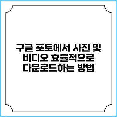 구글 포토에서 사진 및 비디오 효율적으로 다운로드하는 방법