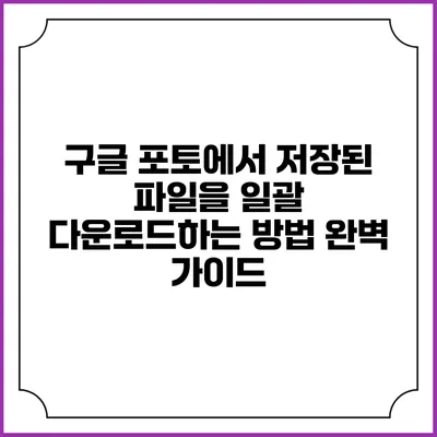 구글 포토에서 저장된 파일을 일괄 다운로드하는 방법 완벽 가이드
