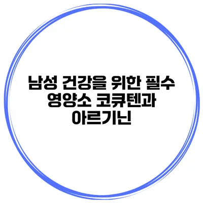 남성 건강을 위한 필수 영양소 코큐텐과 아르기닌