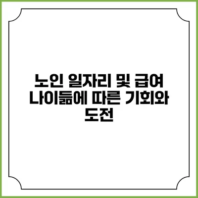 노인 일자리 및 급여: 나이듦에 따른 기회와 도전