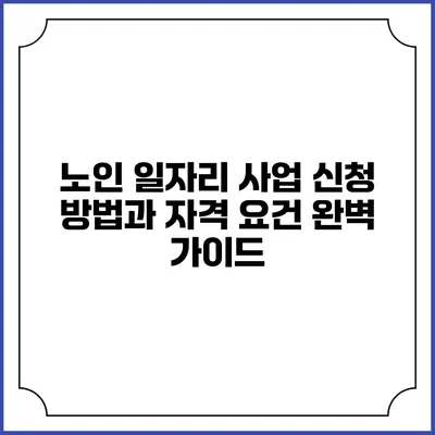 노인 일자리 사업 신청 방법과 자격 요건 완벽 가이드