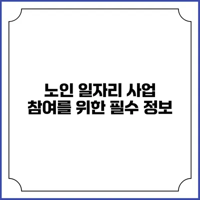 노인 일자리 사업 참여를 위한 필수 정보
