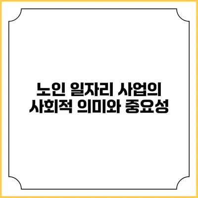 노인 일자리 사업의 사회적 의미와 중요성
