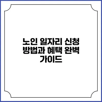 노인 일자리 신청 방법과 혜택 완벽 가이드