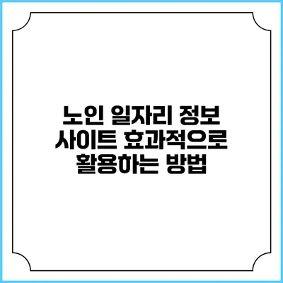 노인 일자리 정보 사이트 효과적으로 활용하는 방법