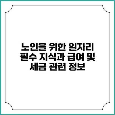노인을 위한 일자리: 필수 지식과 급여 및 세금 관련 정보
