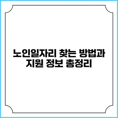 노인일자리 찾는 방법과 지원 정보 총정리