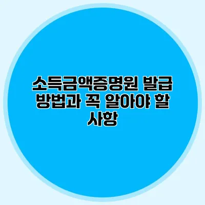 소득금액증명원 발급 방법과 꼭 알아야 할 사항