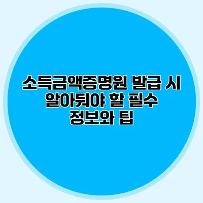 소득금액증명원 발급 시 알아둬야 할 필수 정보와 팁