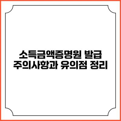 소득금액증명원 발급: 주의사항과 유의점 정리