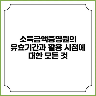 소득금액증명원의 유효기간과 활용 시점에 대한 모든 것