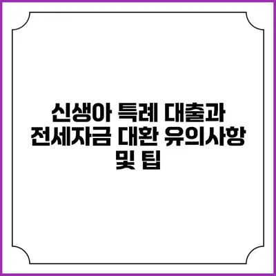 신생아 특례 대출과 전세자금 대환: 유의사항 및 팁