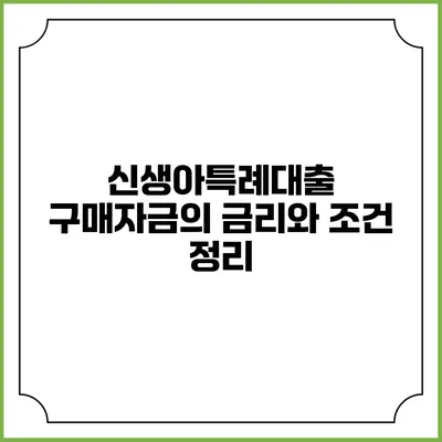 신생아특례대출 구매자금의 금리와 조건 정리