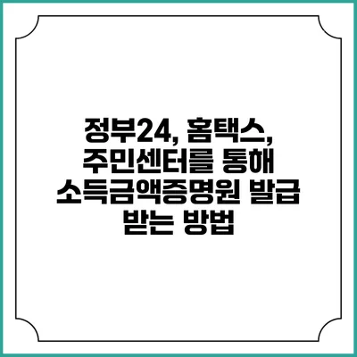 정부24, 홈택스, 주민센터를 통해 소득금액증명원 발급 받는 방법